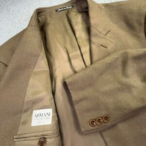 Armani‎ Collezioni Silk Cashmere Blazer Men's Size 42R Made In Italy Tan Luxury